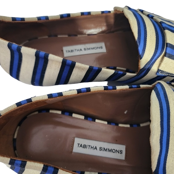 Tabitha Simmons Striped Flats Fabric Loafers 39 - Picture 6 of 7